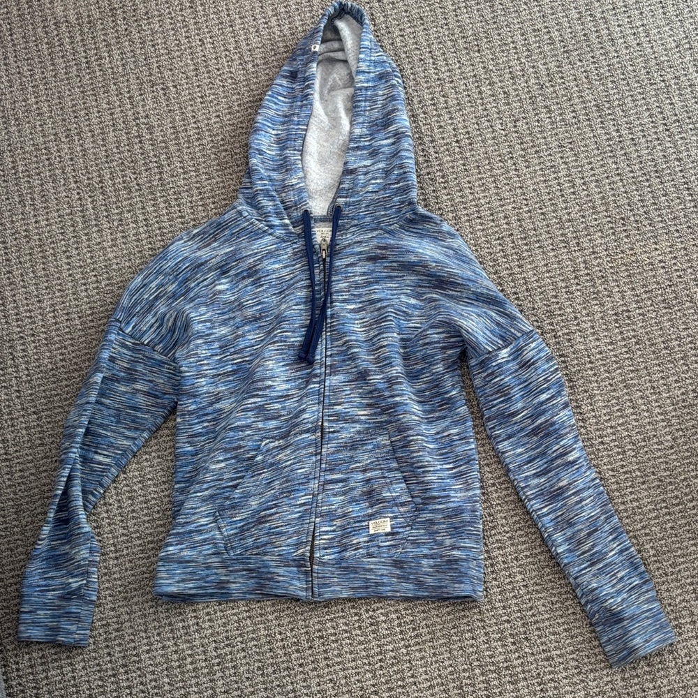 Volcom Heathered Blue and Gray Zip Up Hoodie